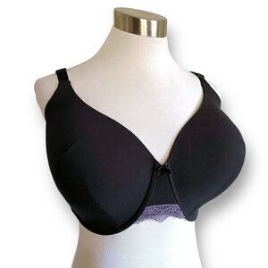 Adore Me 38H Bra Black Annabelle Contour Purple Lace Underwire Full Coverage